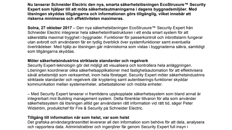 Ny integrerad säkerhetslösning från Schneider Electric