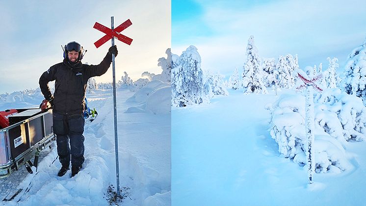 Ulf Schröder, naturbevakare, sätter ett kryss på plats. Foto: Erik Dahl Gunnarsson