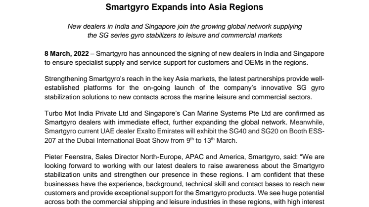 8 March 2022 - Smartgyro Expands into Asia Regions.pdf