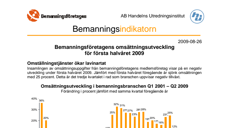 Bemanningsindikatorn halvårsrapport 2009