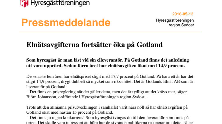 Elnätsavgifterna fortsätter öka på Gotland 