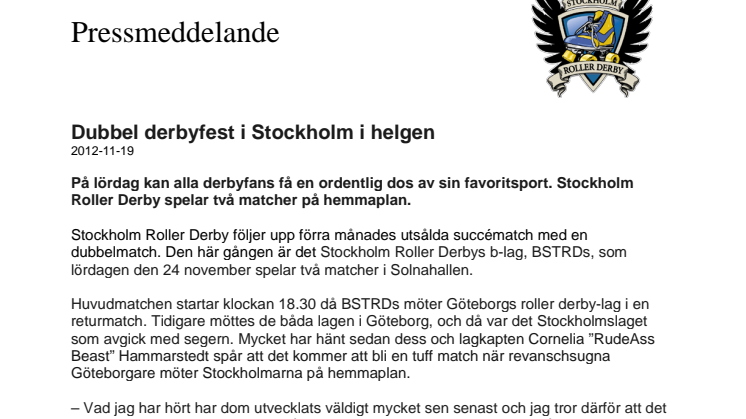 Dubbel derbyfest i Stockholm i helgen
