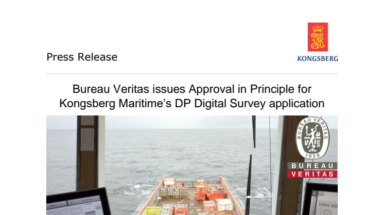 Bureau Veritas issues Approval in Principle for Kongsberg Maritime’s DP Digital Survey application