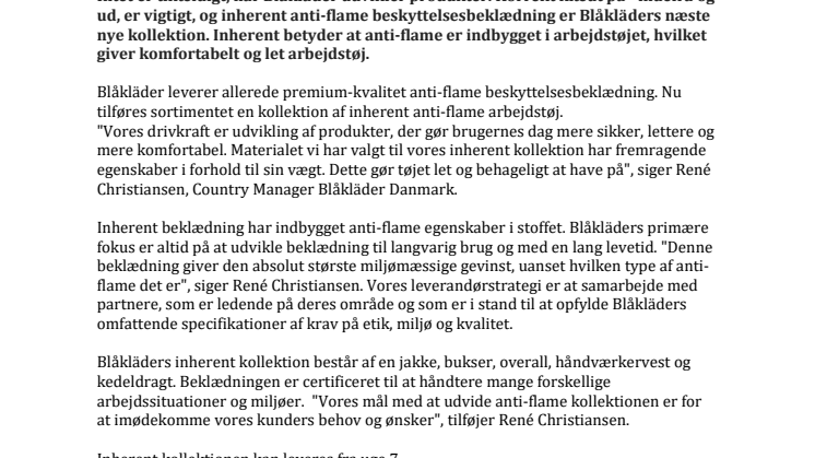 BLÅKLÄDERS NÆSTE KOLLEKTION ER VARMERE END NORMALT