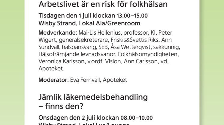 Apotekets seminarier i Almedalen 2014