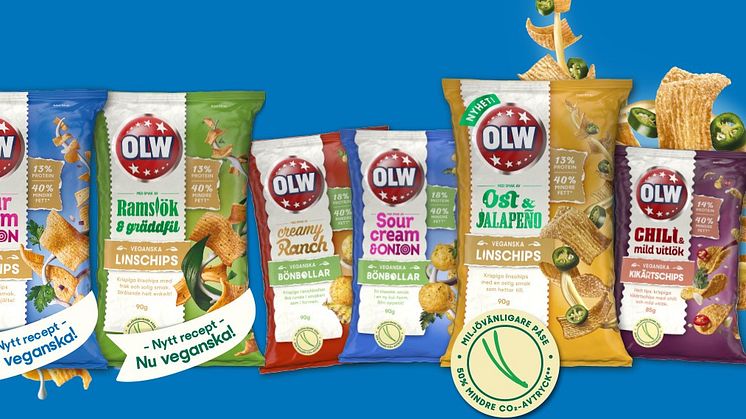 Flera av OLW:s veganska snacks.