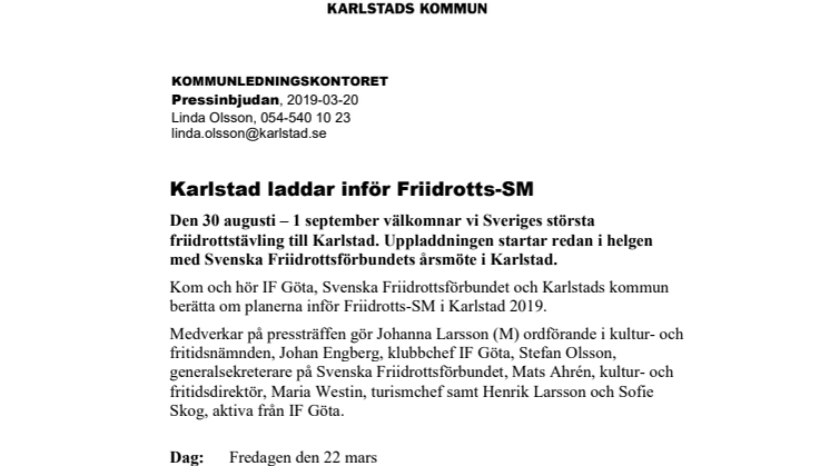 ​Karlstad laddar inför Friidrotts-SM