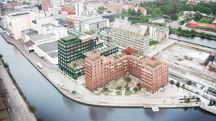 Kvarteret Triton i Malmö där GlasLindberg kommer stå för glas- och metallpartientreprenaden