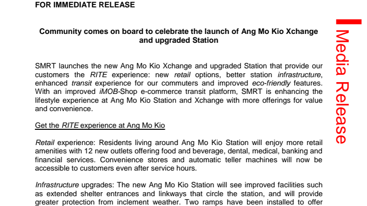 Community comes on board to celebrate the launch of Ang Mo Kio Xchange and upgraded Station
