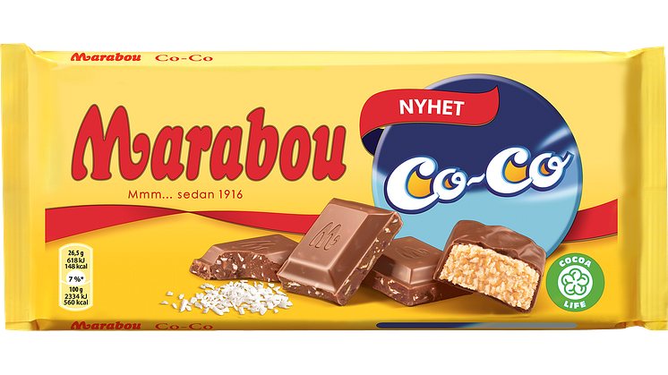 Nyhet! Marabou Co-Co – ett smakfullt möte mellan Marabou mjölkchoklad och den klassiska stycksaken Co-Co.