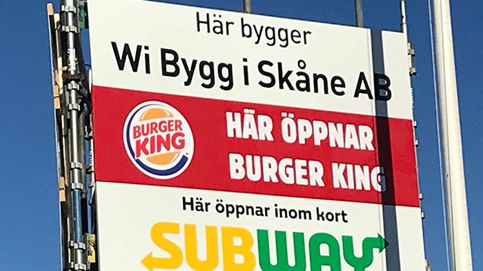 Burger King, Subway och Pizzabakeren till Norra Fäladen i Lund