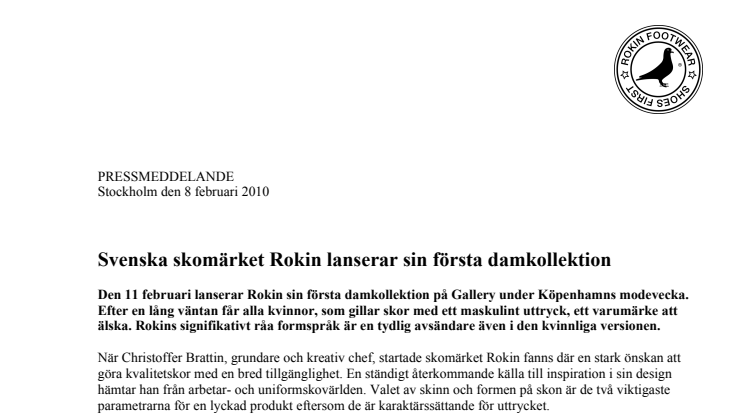 Svenska skomärket Rokin lanserar sin första damkollektion