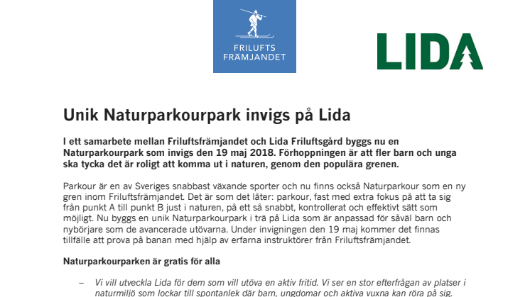 Unik Naturparkourpark invigs på Lida