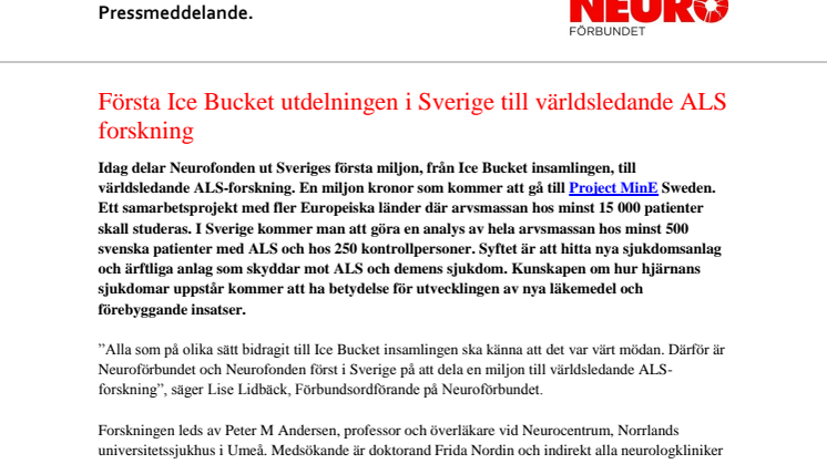 Umeå professor får Sveriges första Ice Bucket utdelningen 