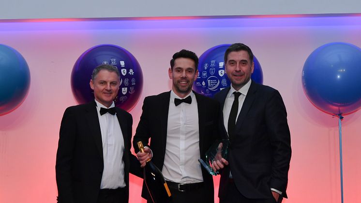 David Jackson received the Rising Star Award from ECB Chief Operating Officer Gordon Hollins and host Mark Chapman