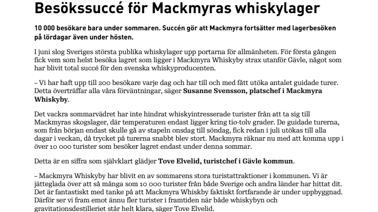 Besökssuccé för Mackmyras whiskylager