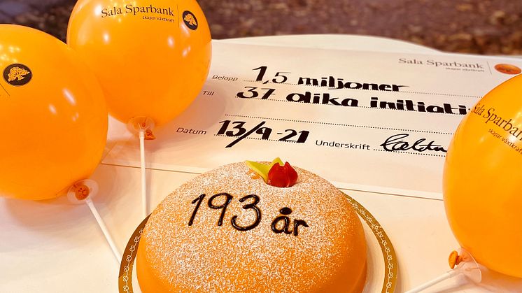 Sala Sparbank firar sin 193-årsdag med att ge 1,5 miljoner till 37 olika initiativ som skapar lokal och hållbar växtkraft.