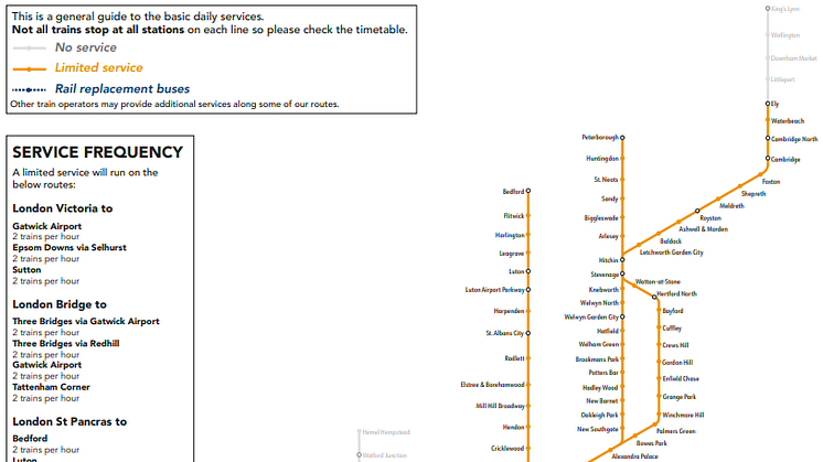 Download this map of strike day services for Saturday 1 October from the bottom of this press release