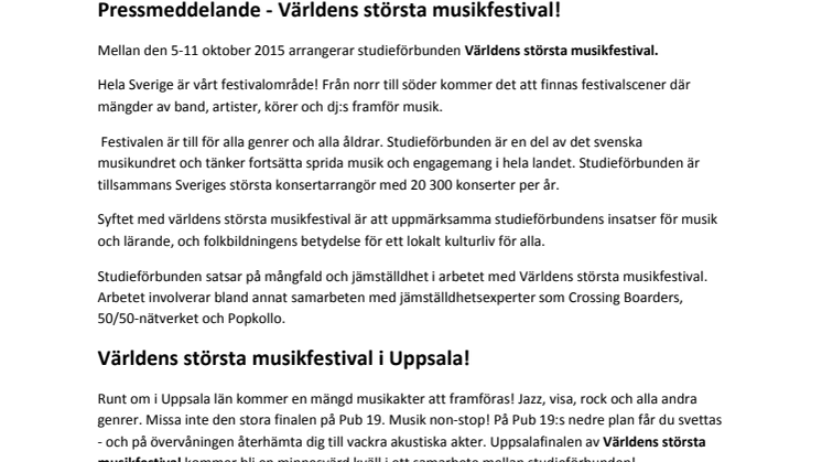 Världens Största Musikfestival i Uppsala