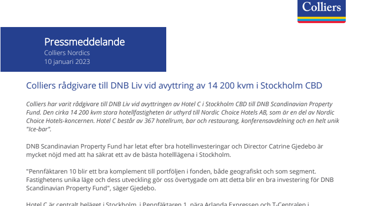 Colliers rådgivare till DNB Liv vid avyttring av 14 200 kvm i Stockholm CBD.pdf
