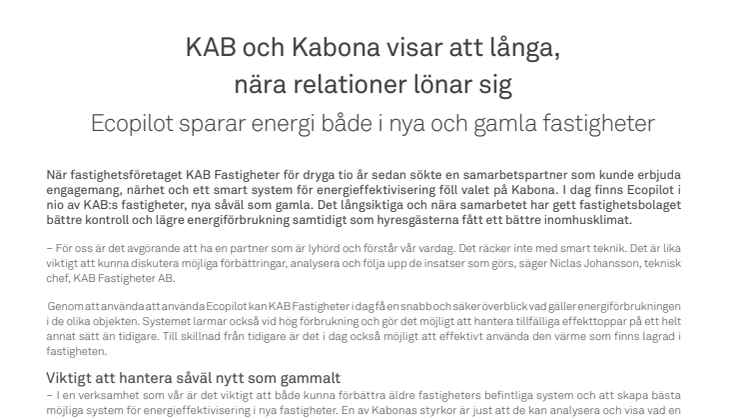 Kundcase: KAB Fastigheter sparar energi både i nya och gamla fastigheter