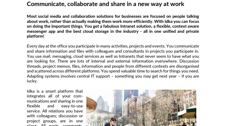 Communicate, collaborate and share in a new way at work