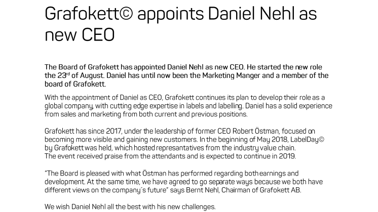 Grafokett© appoints Daniel Nehl as new CEO