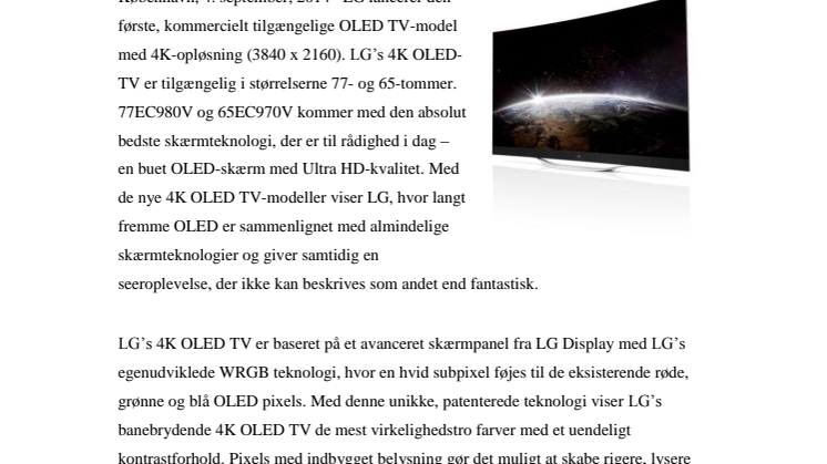LG FØRST MED OLED-TV I 4K-OPLØSNING