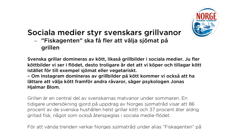Sociala medier styr svenskars grillvanor –”Fiskagenten” ska få fler att välja sjömat på grillen