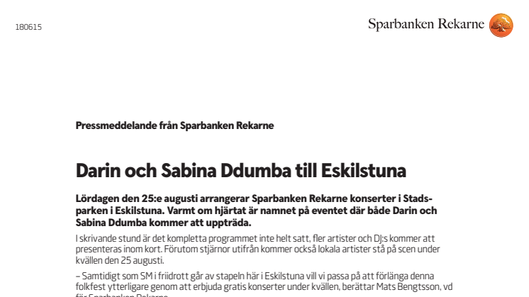 Darin och Sabina Ddumba till Eskilstuna