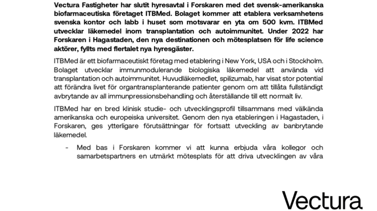 Pressmeddelande_Forskaren i Hagastaden fylls upp – nytt hyresavtal med ITBMed.pdf