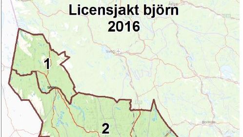 Områdeskarta över licensjakt björn 2016