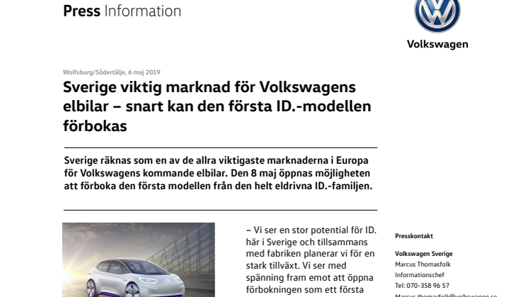Sverige viktig marknad för Volkswagens elbilar – snart kan den första ID.-modellen förbokas