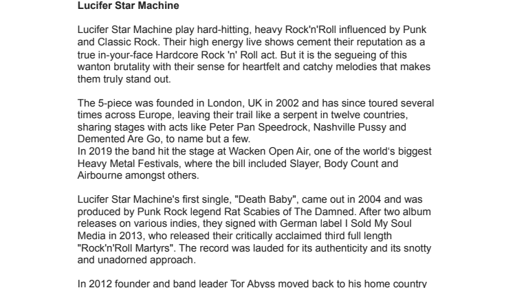 Biography Lucifer Star Machine