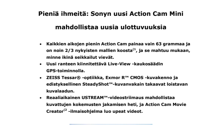 Pieniä ihmeitä: Sonyn uusi Action Cam Mini mahdollistaa uusia ulottuvuuksia
