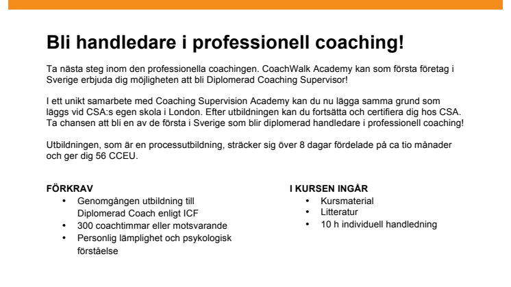 CWA Produktblad Diplomerad Coaching Supervisor