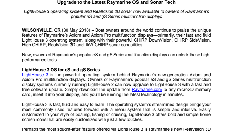 Raymarine: Upgrade to the Latest Raymarine OS and Sonar Tech