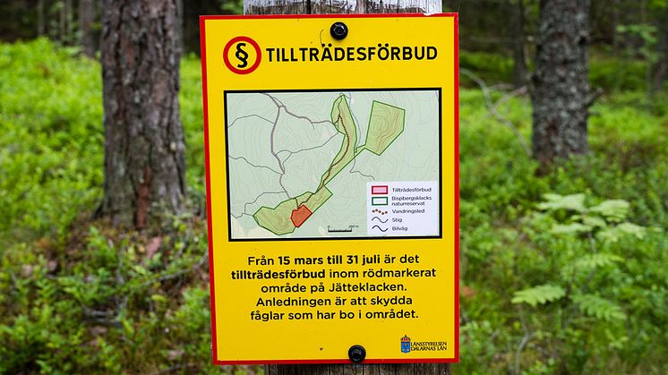En skylt som visar att det är tillträdesförbud. Foto: Thomas Jågas