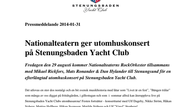 Nationalteatern ger utomhuskonsert på Stenungsbaden Yacht Club