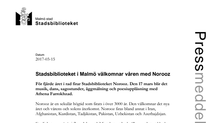 Stadsbiblioteket i Malmö välkomnar våren med Norooz