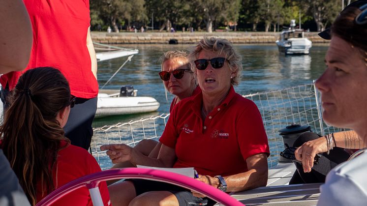 HI-res image - Inmarsat - Skipper Wendy Tuck briefs the team before leaving for Auckland