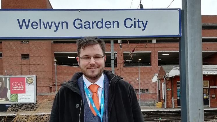 New station manager James Miller at Welwyn Garden City station 