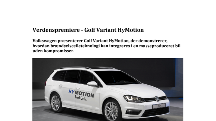 ​Verdenspremiere - Golf Variant HyMotion