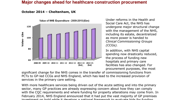 Major changes ahead for healthcare construction procurement