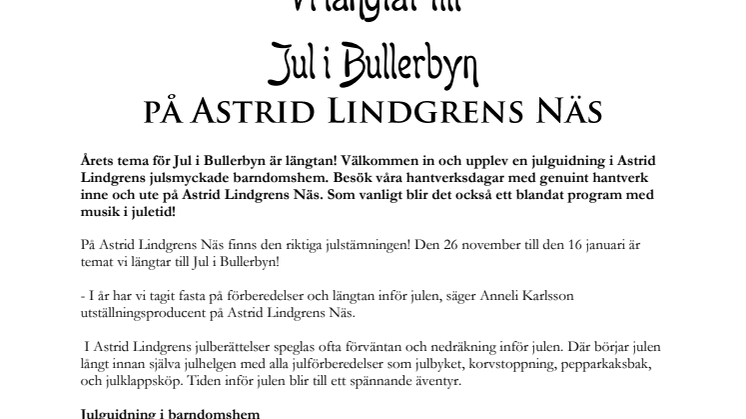 Vi längtar till Jul i Bullerbyn på Astrid Lindgrens Näs 