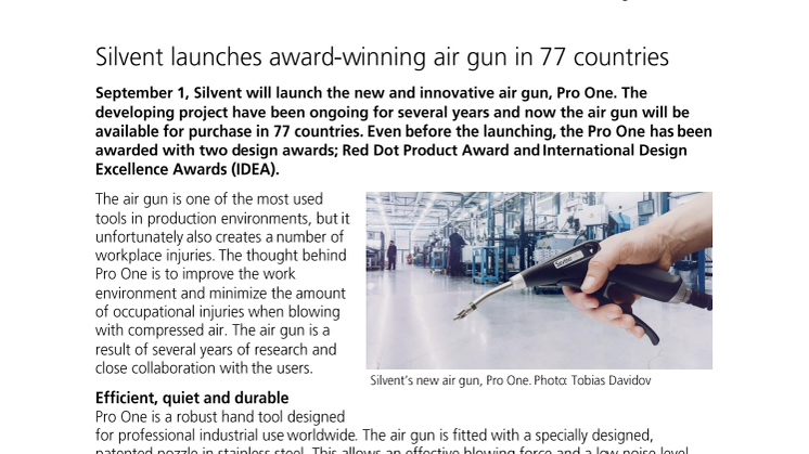 Silvent launches award-winning air gun in 77 countries