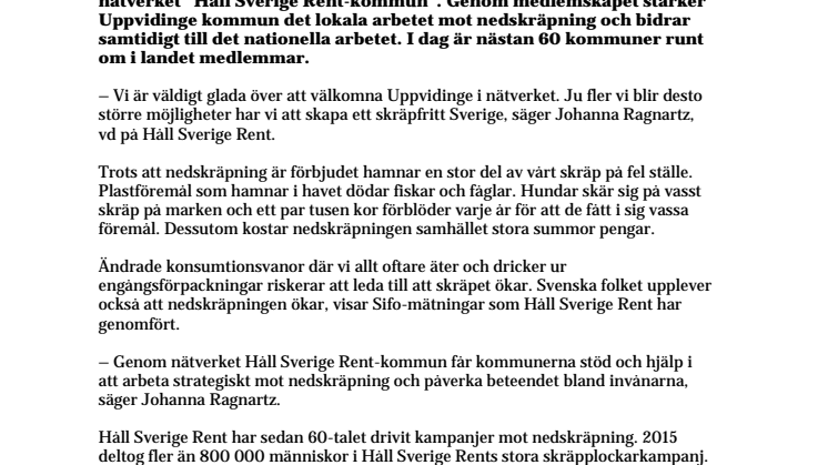 Uppvidinge blir Håll Sverige Rent-kommun
