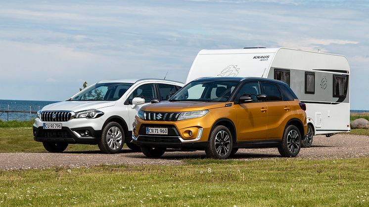 Suzuki Vitara Hybrid og S-Cross Hybrid er nu godkendt til at køre med op til 1500 kilo anhængervægt.