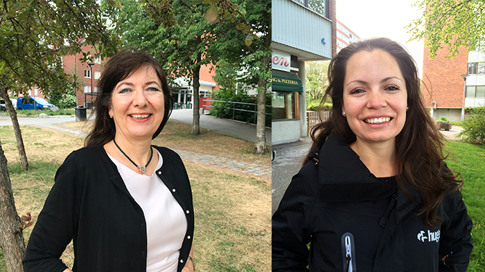 Ewa-Maria Svensson (tv) är distriktschef för kontoret i centrala Huddinge. Rosa Vitrera Luiga (th) kommer bli  distriktschef för områdeskontoret i Flemingsberg/Visättra.