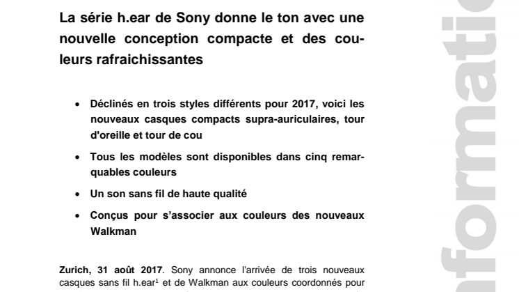 La série h.ear de Sony donne le ton avec une nouvelle conception compacte et des couleurs rafraichissantes